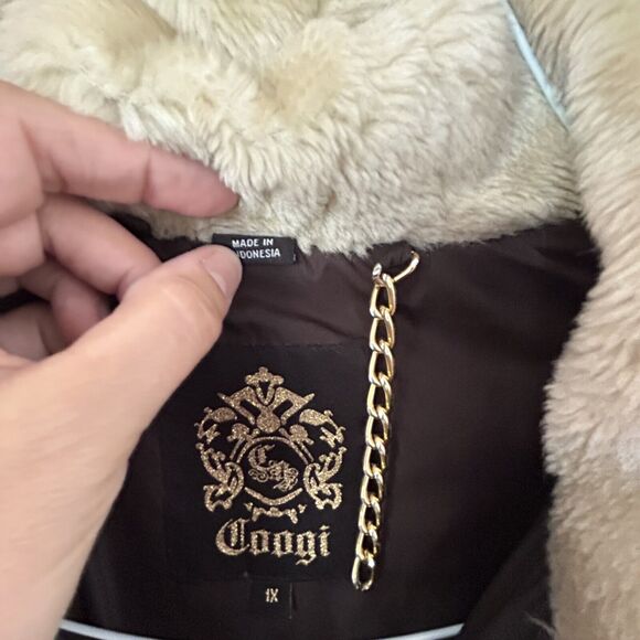 Vintage COOGI Long Brown Puffer Coat Jacket Women's Size 1X Hooded READ - Picture 14 of 16